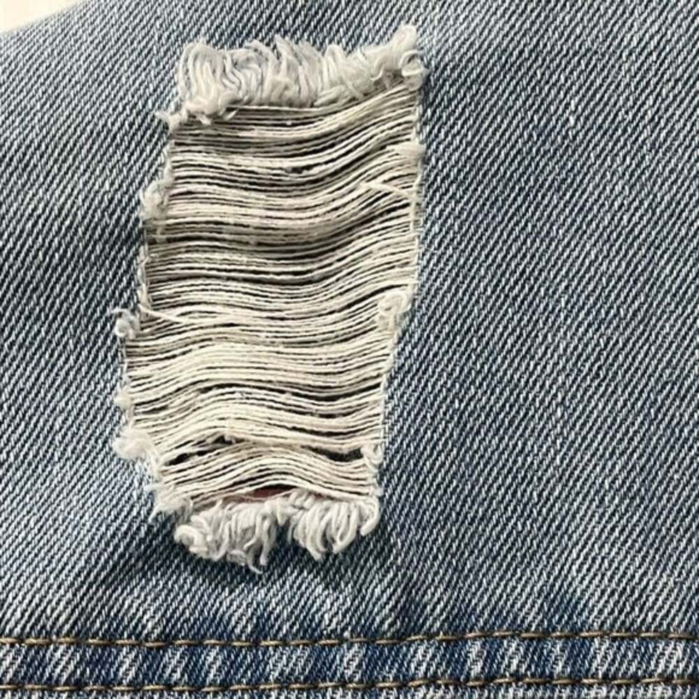 Jou Jou Women's Distressed Blue Denim Jacket size XL - Picture 4 of 10